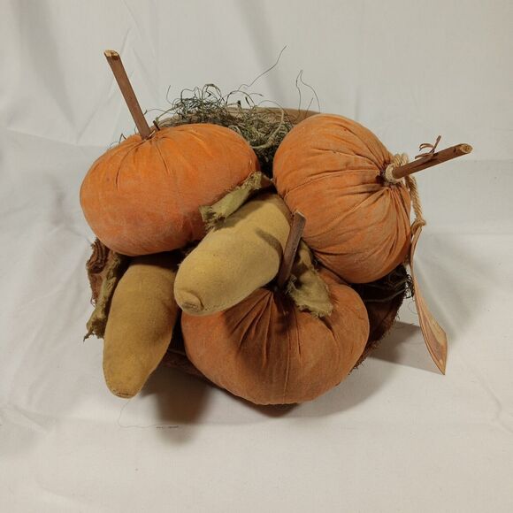 Cornucopia Horn Of Plenty Basket Thanksgiving Handmade Fabric Table Wall Mount - Picture 6 of 16